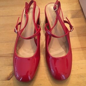 Women's Red Patent Leather Slingback Shoes